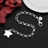 925 Silver Star Bracelet Necklace Set for Women Wedding Jewelry