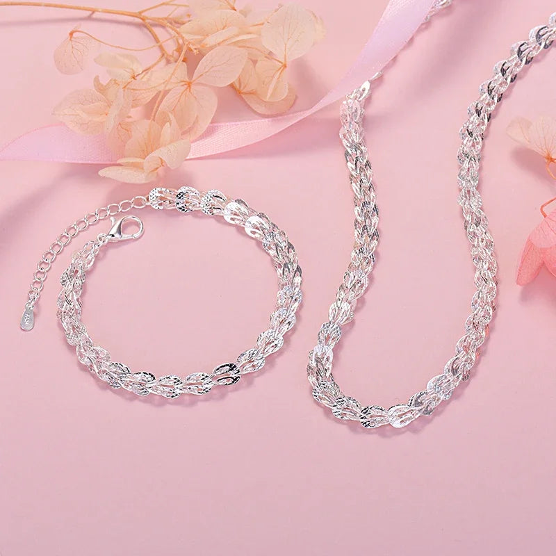 925 Silver Carved Pattern Jewelry Set for Women