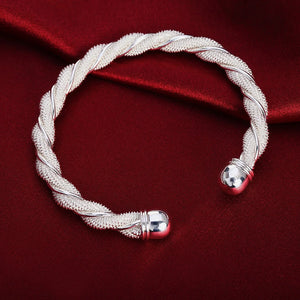 925 Sterling Silver Twisted Wire Bangles for Women