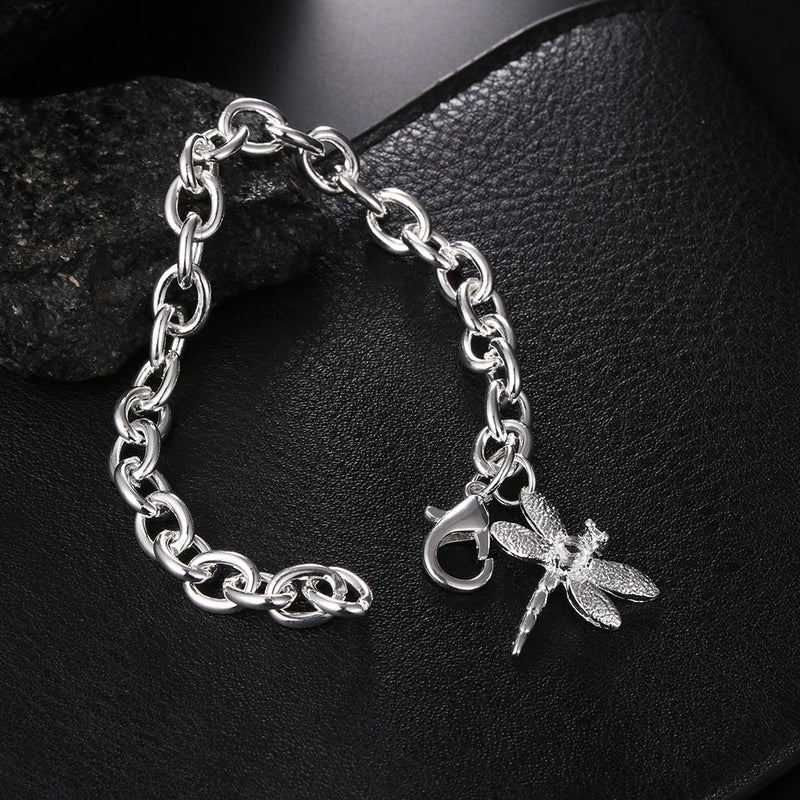 Zircon dragonfly pendant 925 silver Bracelet for woman Wedding party