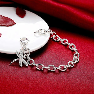 Zircon dragonfly pendant 925 silver Bracelet for woman Wedding party