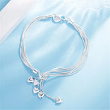 925 Silver Tassel Heart Bracelet Wedding Party Gift