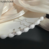 925 Silver Heart Fringe Asymmetric Earrings for Women