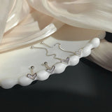 925 Silver Heart Fringe Asymmetric Earrings for Women