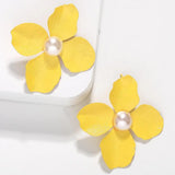 Kpop Wild Flower Earrings Sweet Romantic Pearl Alloy Women Earrings