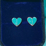KSNY Spade Mini Enamel Peach Heart Earrings Green