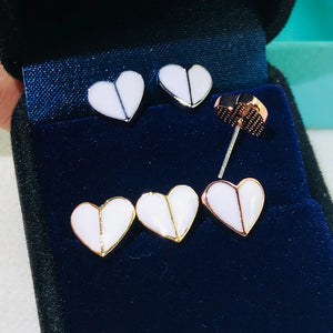 KS Heritage Spade Ladies Mini Enamel Peach Heart Earrings