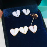 KS Heritage Spade Ladies Mini Enamel Peach Heart Earrings