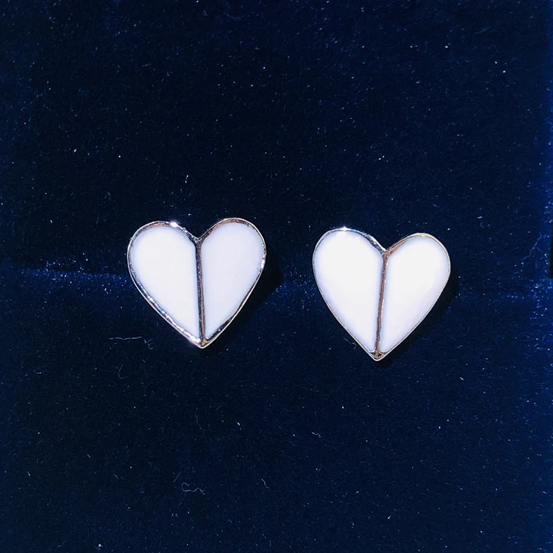 KS Heritage Spade Ladies Mini Enamel Peach Heart Earrings