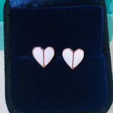 KS Heritage Spade Ladies Mini Enamel Peach Heart Earrings
