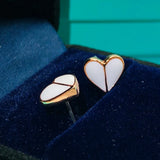 KS Heritage Spade Ladies Mini Enamel Peach Heart Earrings