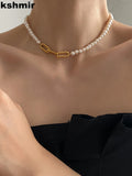 Glass Pearl Necklace for Women Elegant Clavicle Chain Jewelry