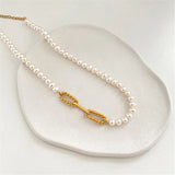 Glass Pearl Necklace for Women Elegant Clavicle Chain Jewelry