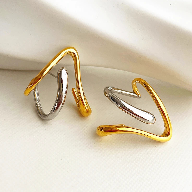 Korea Irregular Abstract Earring Feminine Metallic Clash-Colored Female Earring