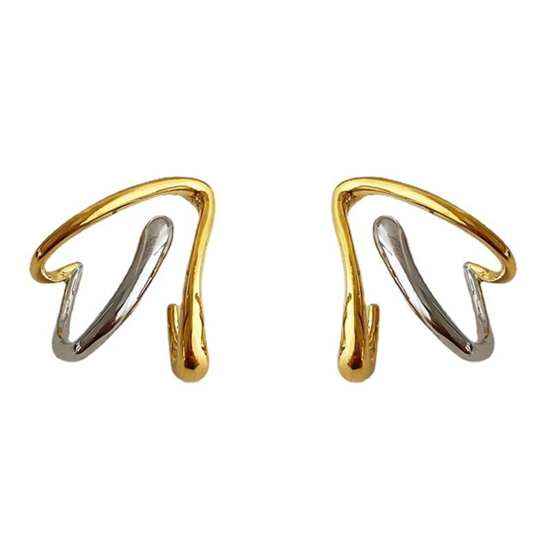 Korea Irregular Abstract Earring Feminine Metallic Clash-Colored Female Earring