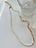 Freshwater Pearl Necklace & Clavicle Chain Combo