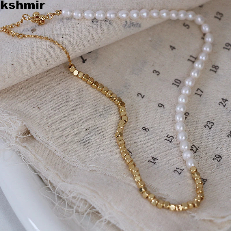 Freshwater Pearl Necklace & Clavicle Chain Combo