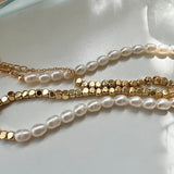 Freshwater Pearl Necklace & Clavicle Chain Combo
