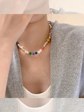 Flower Natural Pearl Patchwork Clavicle Chain Necklace