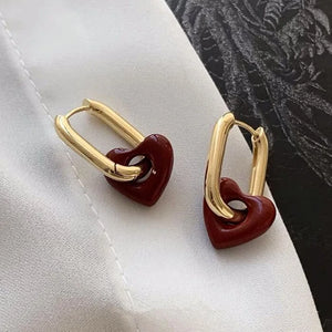 Temperament Women Heart Earrings Geometric Metal Jewelry Accessories