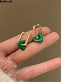 Temperament Women Heart Earrings Geometric Metal Jewelry Accessories