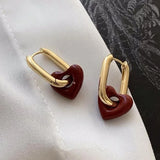 Temperament Women Heart Earrings Geometric Metal Jewelry Accessories