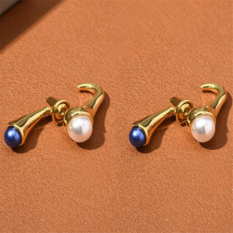 Metal Pearl Earrings Jewelry Accessories