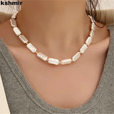 Baroque Square Pearl Necklace Vintage Choker