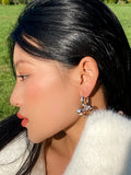 Europe & US Natural Round Bead Stone Earrings for Women Studs Sense Earrings