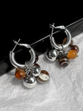 Europe & US Natural Round Bead Stone Earrings for Women Studs Sense Earrings
