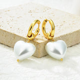 Heart-shaped Pearl Earrings, Delicate Buckle Type, Europe & US