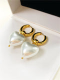 Heart-shaped Pearl Earrings, Delicate Buckle Type, Europe & US