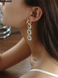 Retro Exaggerated Glass Pearl Long Earrings