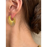 Metal Fan-Shaped Earrings for Women