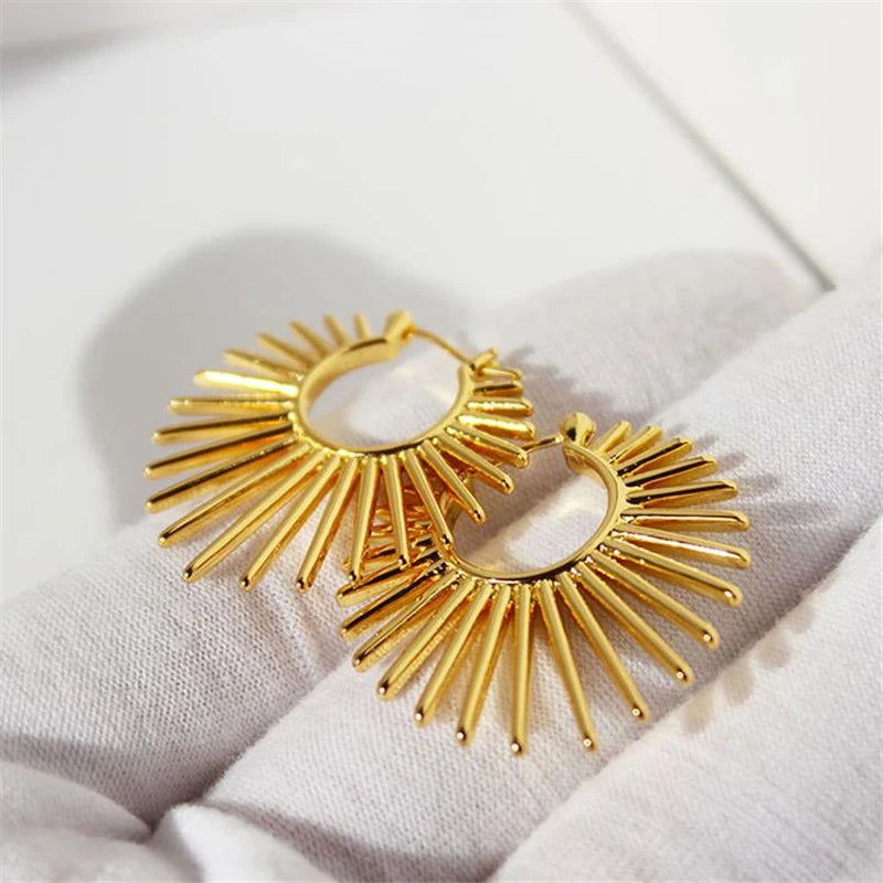 Metal Fan-Shaped Earrings for Women