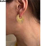 Metal Fan-Shaped Earrings for Women
