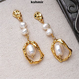 Natural Pearl Earrings Female Retro Ear Accessories