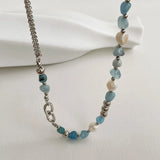 Stone Crystal Necklace with Freshwater Pearl for Women