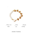 Thick Chain Pearl Patchwork Brass Bracelet for Women