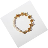 Thick Chain Pearl Patchwork Brass Bracelet for Women