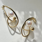 Pearl Curved Geometric Earrings for Women