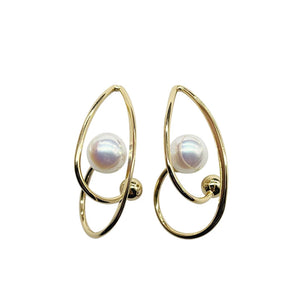 Pearl Curved Geometric Earrings for Women
