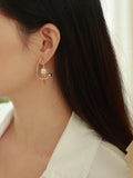 Pearl Curved Geometric Earrings for Women