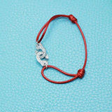 925 Sterling Silver Handcuffs Bracelet For Men Women With Rope Zircon