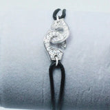 925 Sterling Silver Handcuffs Bracelet For Men Women With Rope Zircon