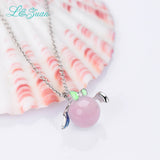 925 Silver Angel Wings Necklace Pink Rose Quartz Enamel Jewelry