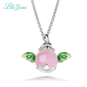925 Silver Pendant Necklace Women Fine Jewelry Wings Angel Necklaces