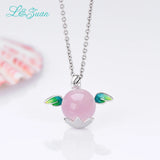 Pink Angel 925 Silver Pendant Necklace Rose Quartz Egg Wing 2704