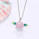 Pink Angel 925 Silver Pendant Necklace Rose Quartz Egg Wing 2704