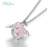 Pink Angel 925 Silver Pendant Necklace Rose Quartz Egg Wing 2704